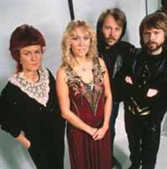 ABBA on the set for the One Of Us video.